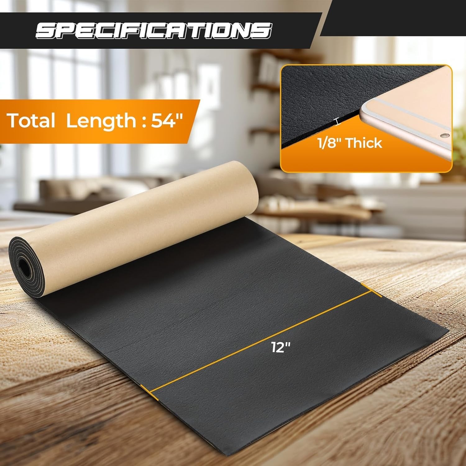 Versatile 1/8” Thick Neoprene Foam Sheet with Adhesive, Ideal for DIY & Crafts