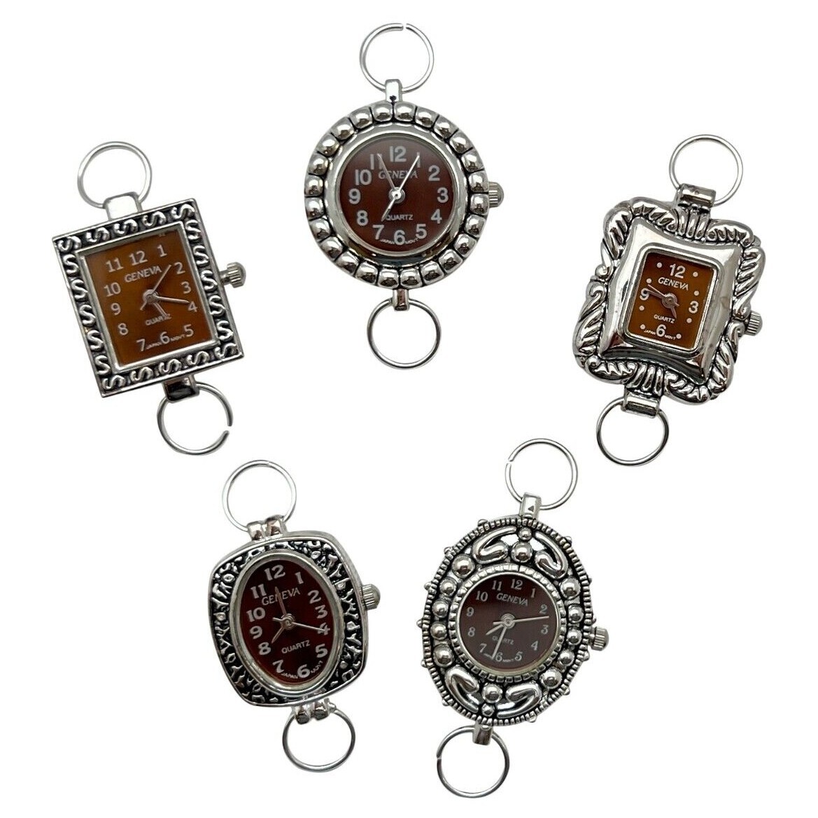Assorted Solid bar Silver or Color Watch Faces 5 PCs Pack