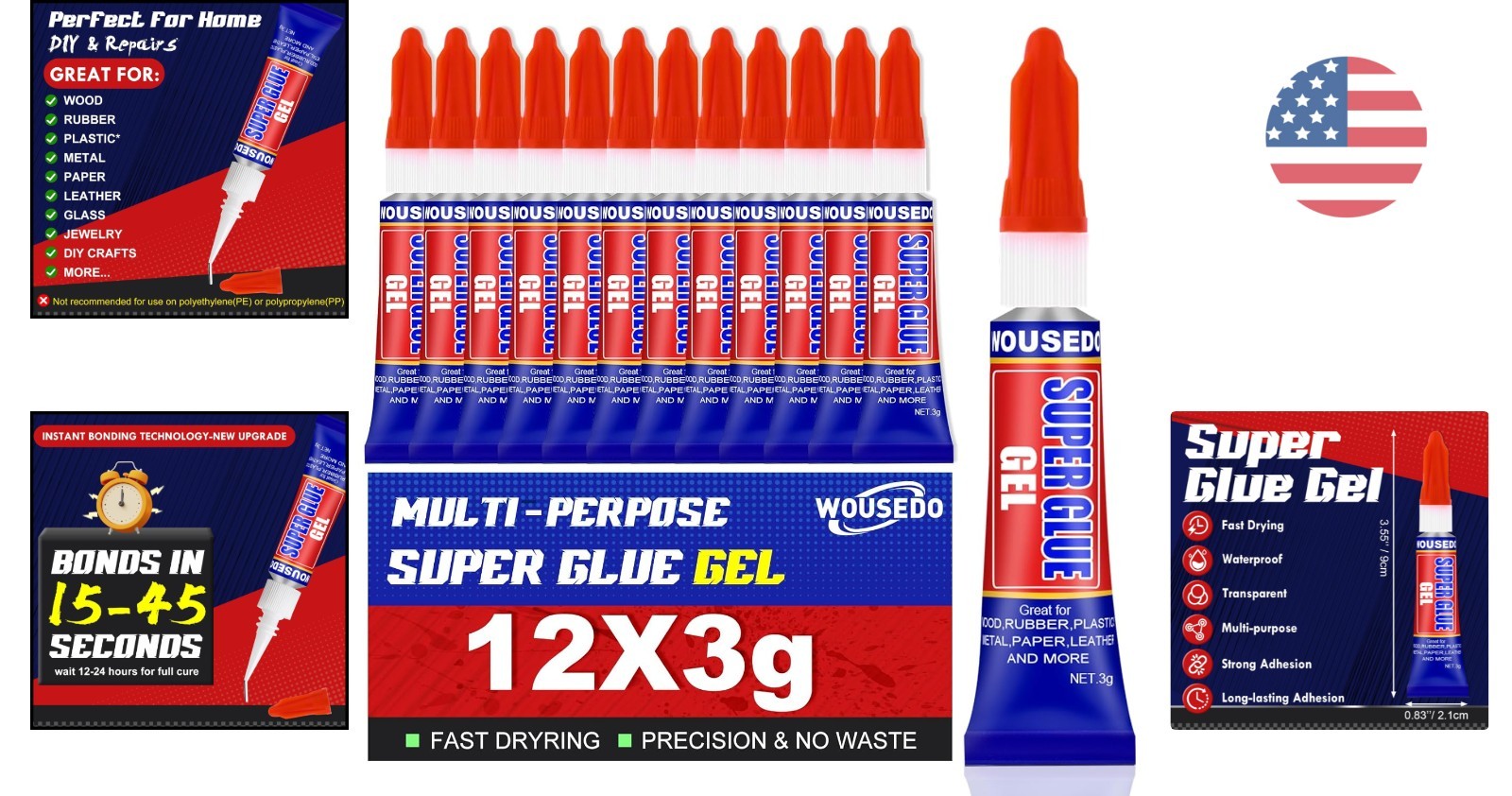 All-Purpose 12-Pack Super Glue Gel – High Viscosity for Strong, Seamless Bonds