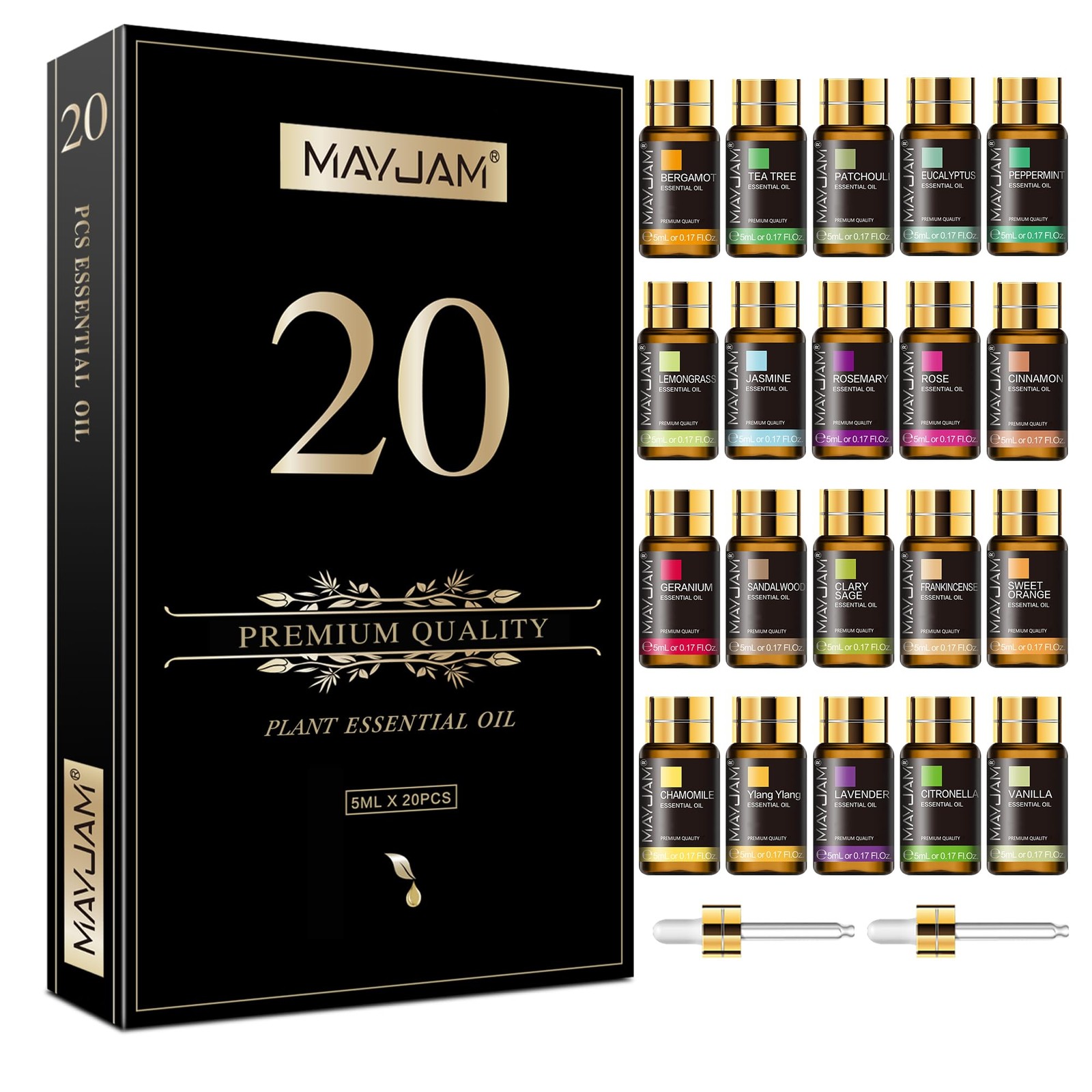 MAYJAM Tea Tree 20 Pcs Pure Essential Oil Gift Set, 3.38 Fl Oz (Pack of 1)