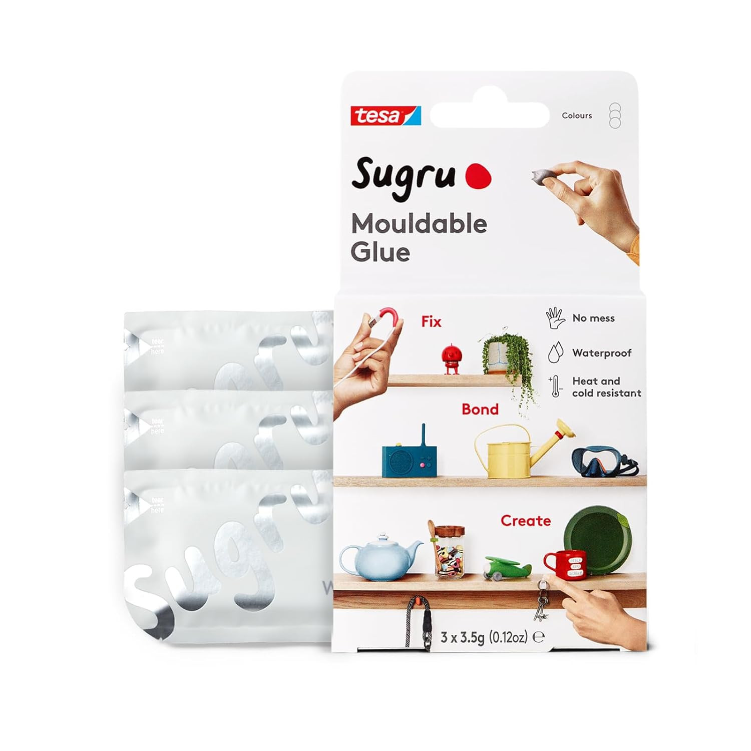 Sugru Silicone Super Glue – Waterproof All-Purpose Wall Putty + Moldable Glue fo