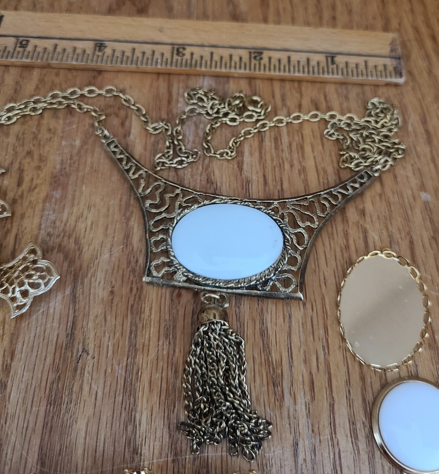 Porcelain China Painting Jewelry Blank Lot 24 Brooches,Necklace,Bracelets,Read