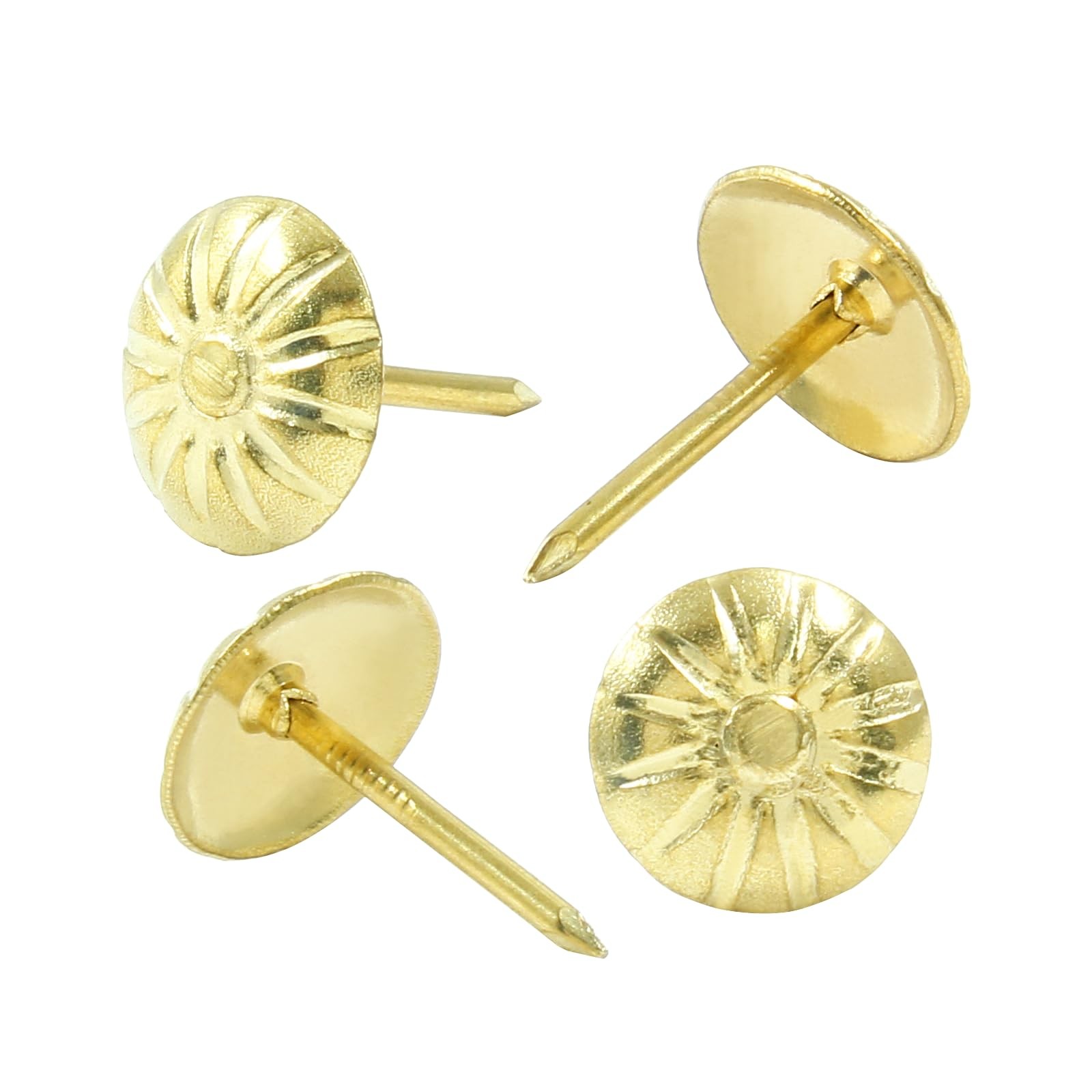 100PCS Gold Brass Upholstery Decorative Tacks, Antique Furniture DIY Nails Up…