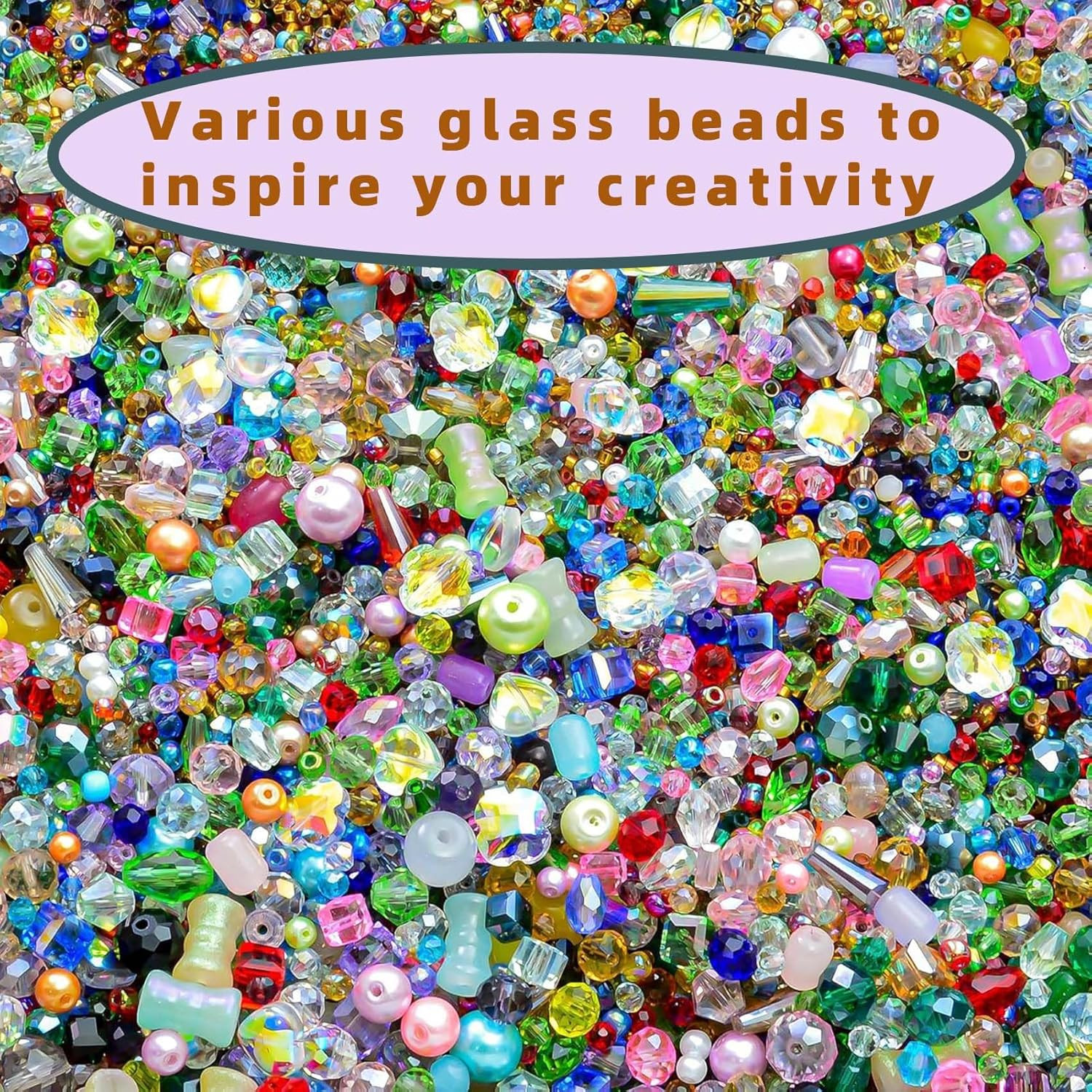 Half Pound Assorted Glass Beads for Jewelry Making, 2-16mm Colorful Crystal Bead
