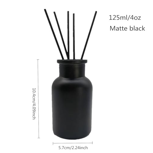6 Pack Decorative Glass Bottles Set,4oz/125ml Matte Width Mouth Matte Black
