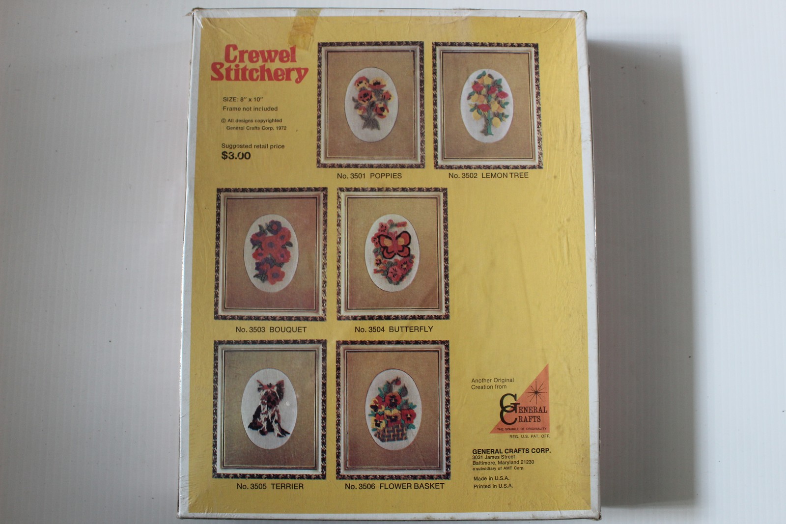 Vintage General Crafts Crewel Embroidery Kit No. 3503 Bouquet 8″x10″ Unopened