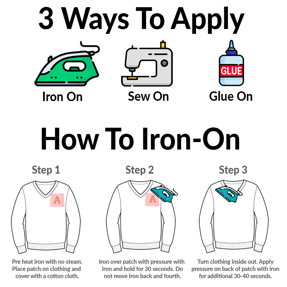 Iron On Script Letter Patches, Embroidered Monogram Letters, 3 Colors USA Seller