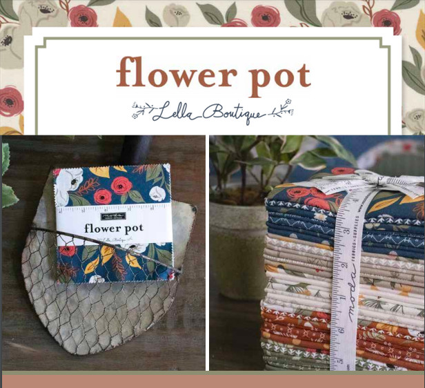 Moda FLOWER POT 5164 17 Navy Blue Text Writing LELLA BOUTIQUE Quilt Fabric