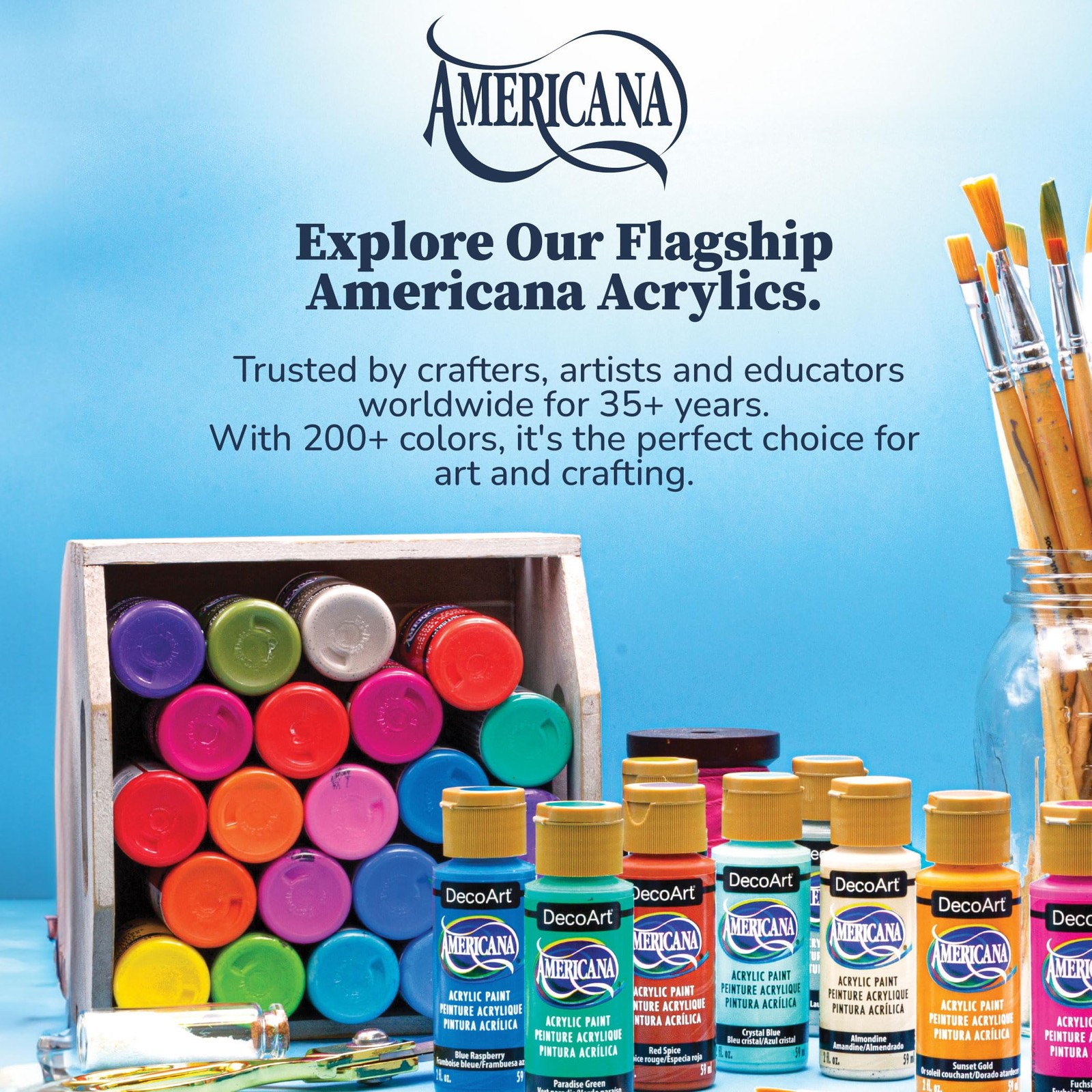 Americana Acrylic Paint Set – Boho Colors, 9 Bottles (2 fl oz) – Art and Craf…