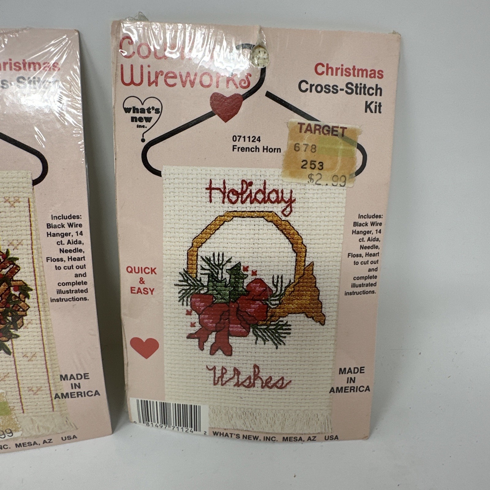 Country Wireworks Lot of 3 Christmas Wire Hanger Cross Stitch Kits New Old Stock