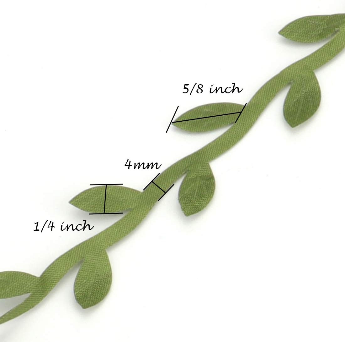 5 Roll Total 109 Yards Olive Green Leaves Leaf Trim Ribbon Artificial Vines L…