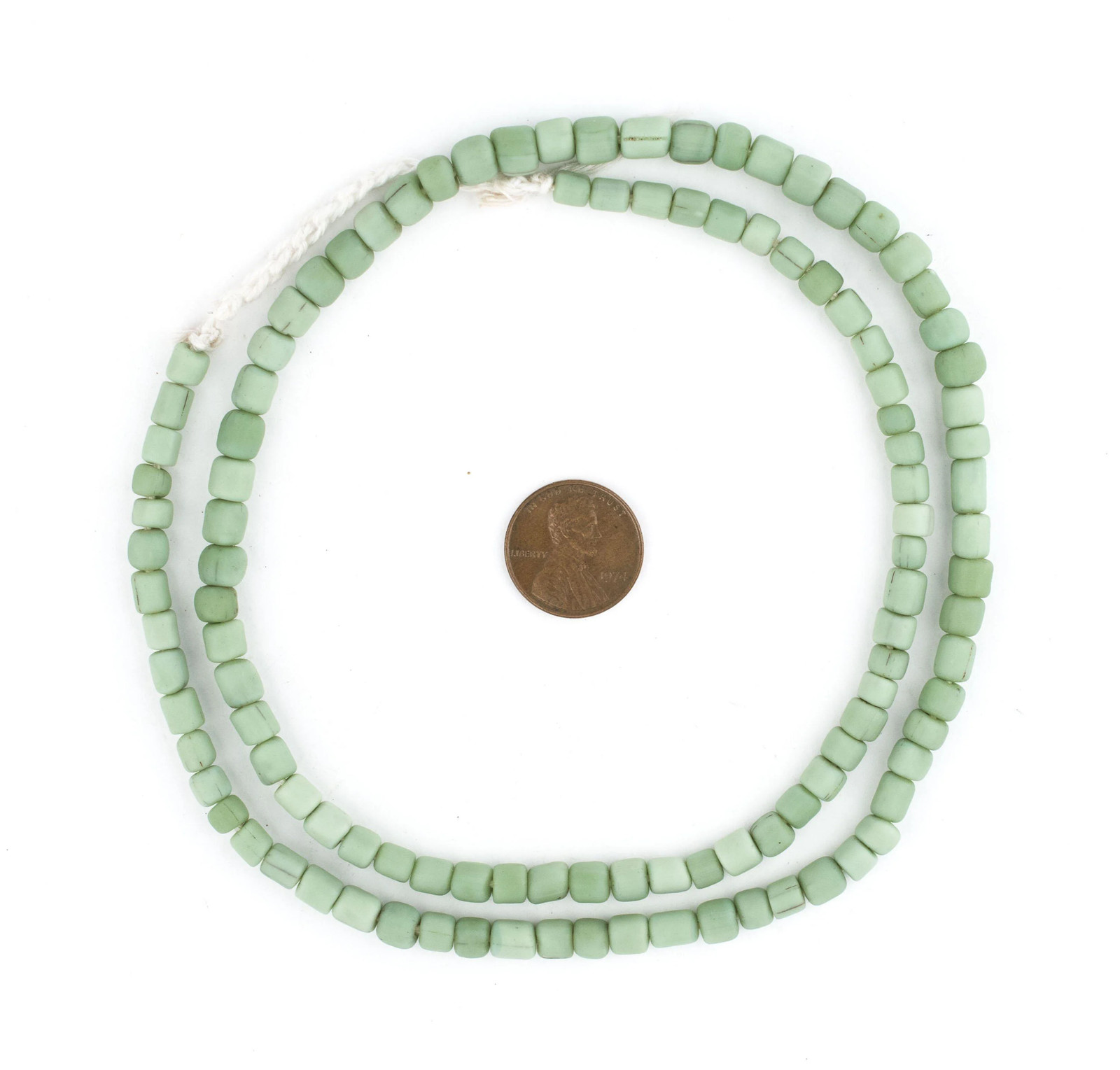 Pistachio Green Java Glass Beads 5mm Indonesia Cylinder 24 Inch Strand