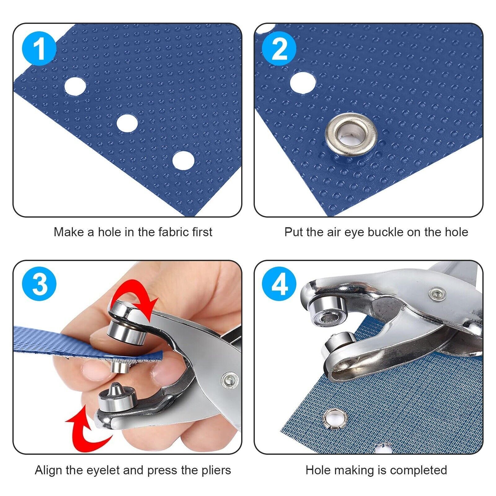 300Pcs Grommet Pliers Tool Kit Punch Hole Eyelet Snap Button Leather Craft 6MM