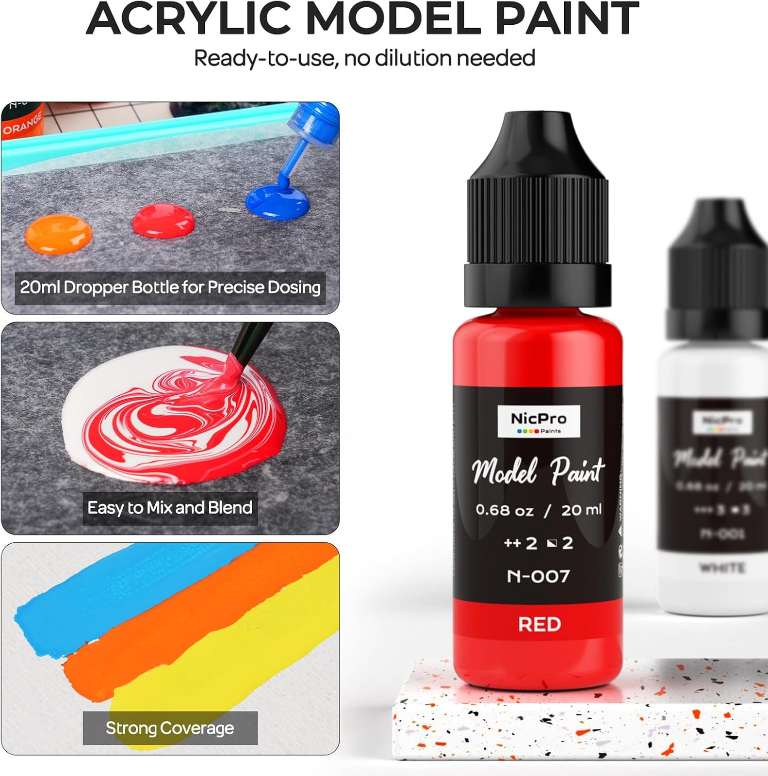 30 Colors Acrylic Model Paint Set 20ml Fine Detail Paints for Miniatures Crafts