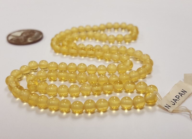 100 VINTAGE JAPANESE 1950’s CHERRY BRAND GLASS CITRINE 4mm. ROUND BEADS 4701T
