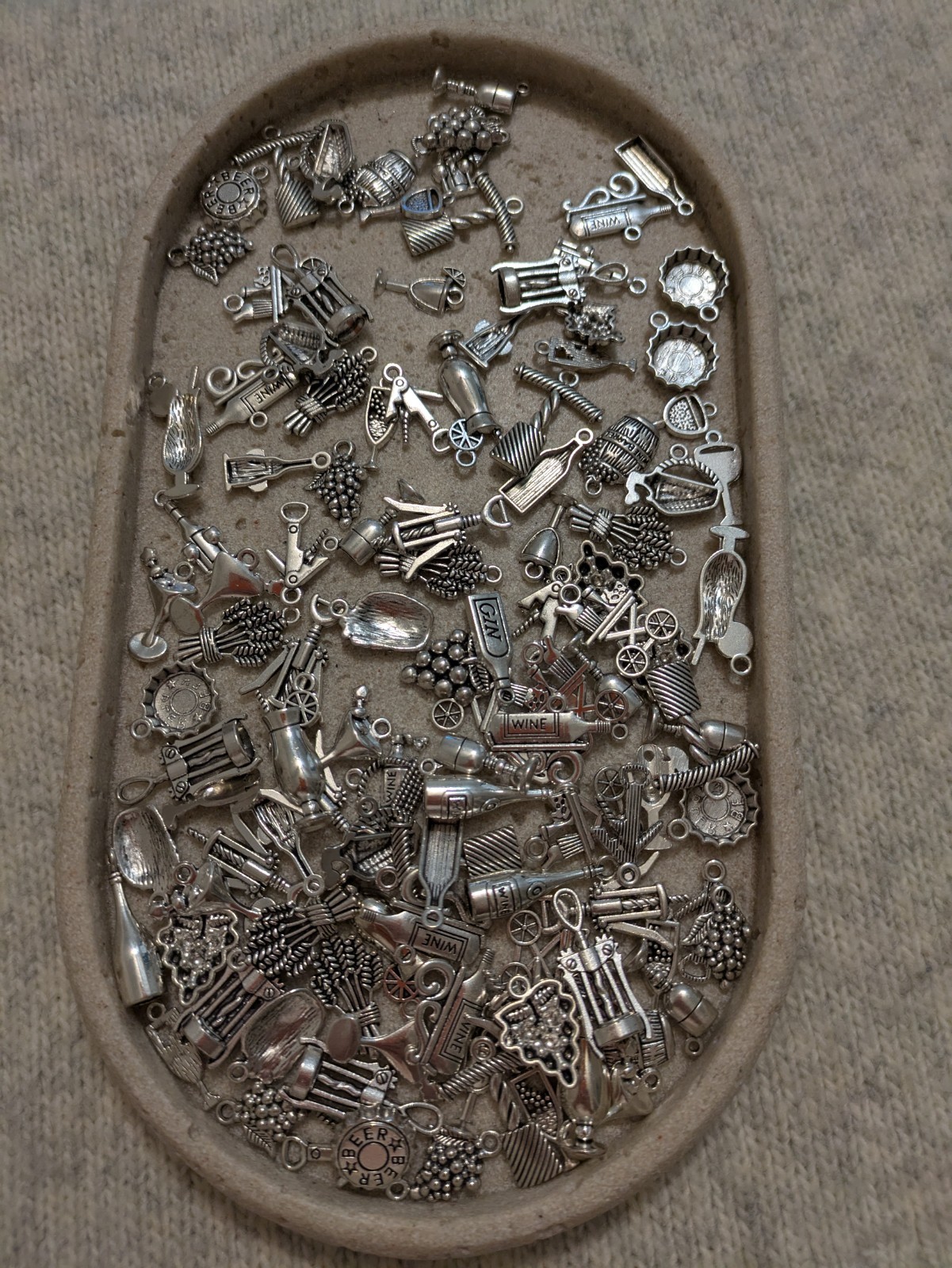 Silver Tone Charm Lot For Jewelry Making Wine Theme