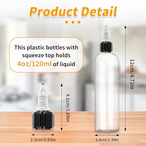 100 Pcs 4oz Squeeze Bottle, Hair Oil Bottles For Hair 4 Oz Plastic Squeeze