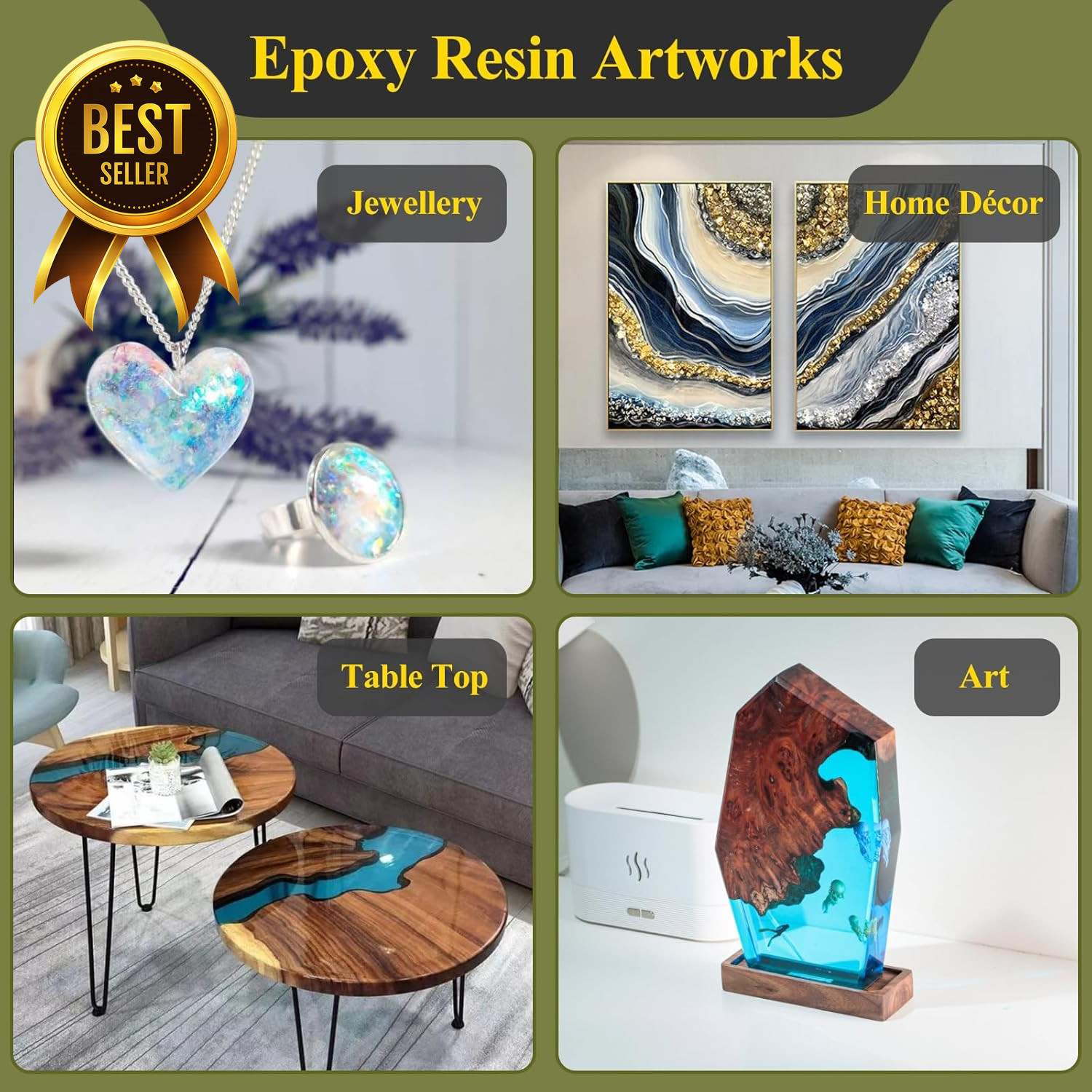 68oz UV Resistant Epoxy Resin Kit Crystal Clear High Gloss Casting Resin