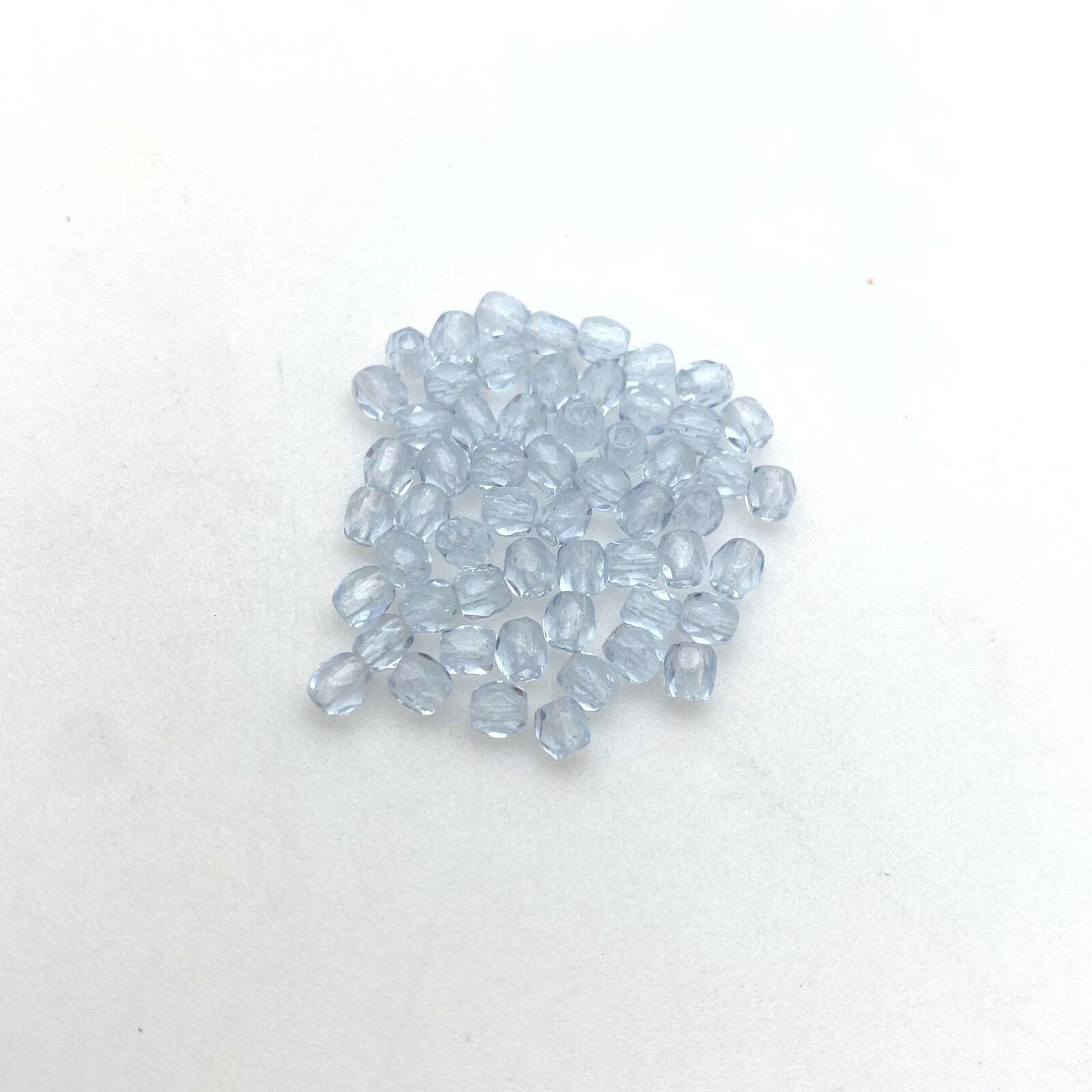 Faceted Translucent Light Patten Blue Round Czech Glass Beads (3mm) (BCG84)