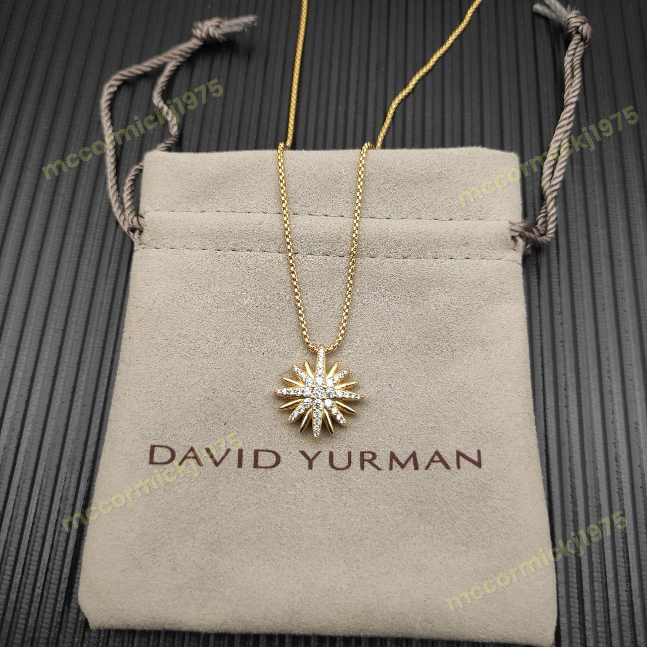 New.DavldYurman.Starburst.Diamond Sterling GOLD Women pendant necklace
