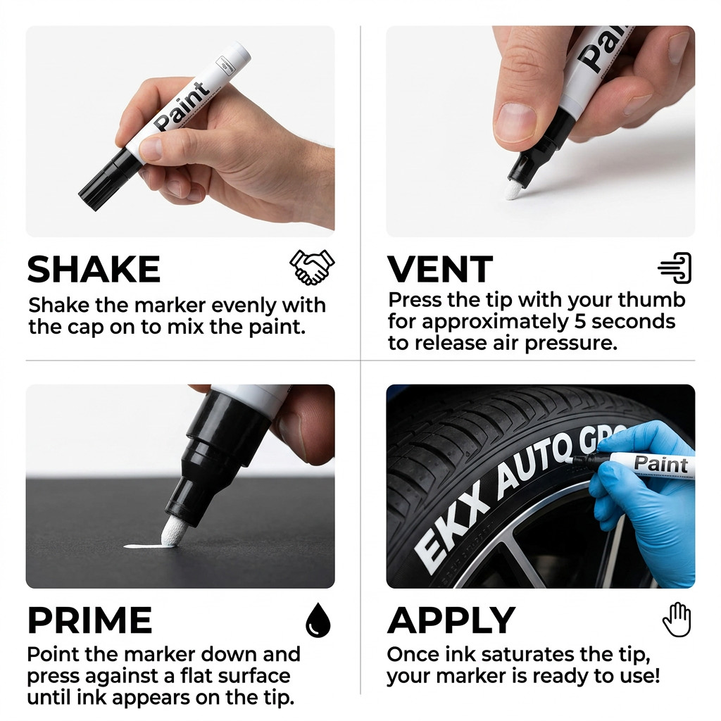 Tire Ink Permanent Marker Tyre Lettering Paint Pen USA Seller TOYO 4 Pack White