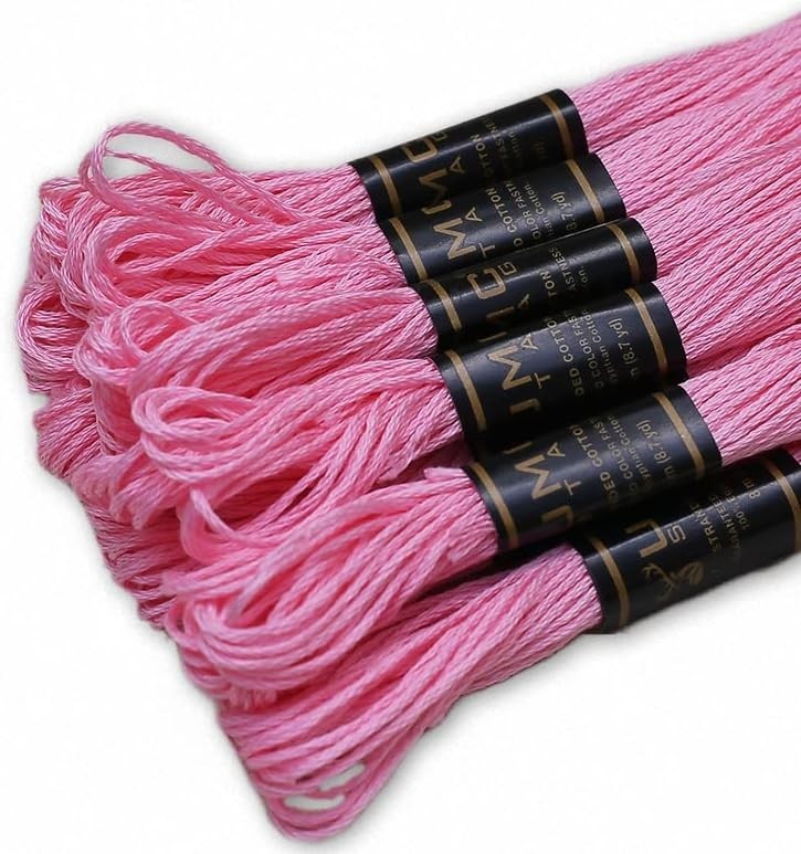 Luxury 12-Skein Embroidery Thread Set – Pink Geranium 50, Eco-Friendly Cotton