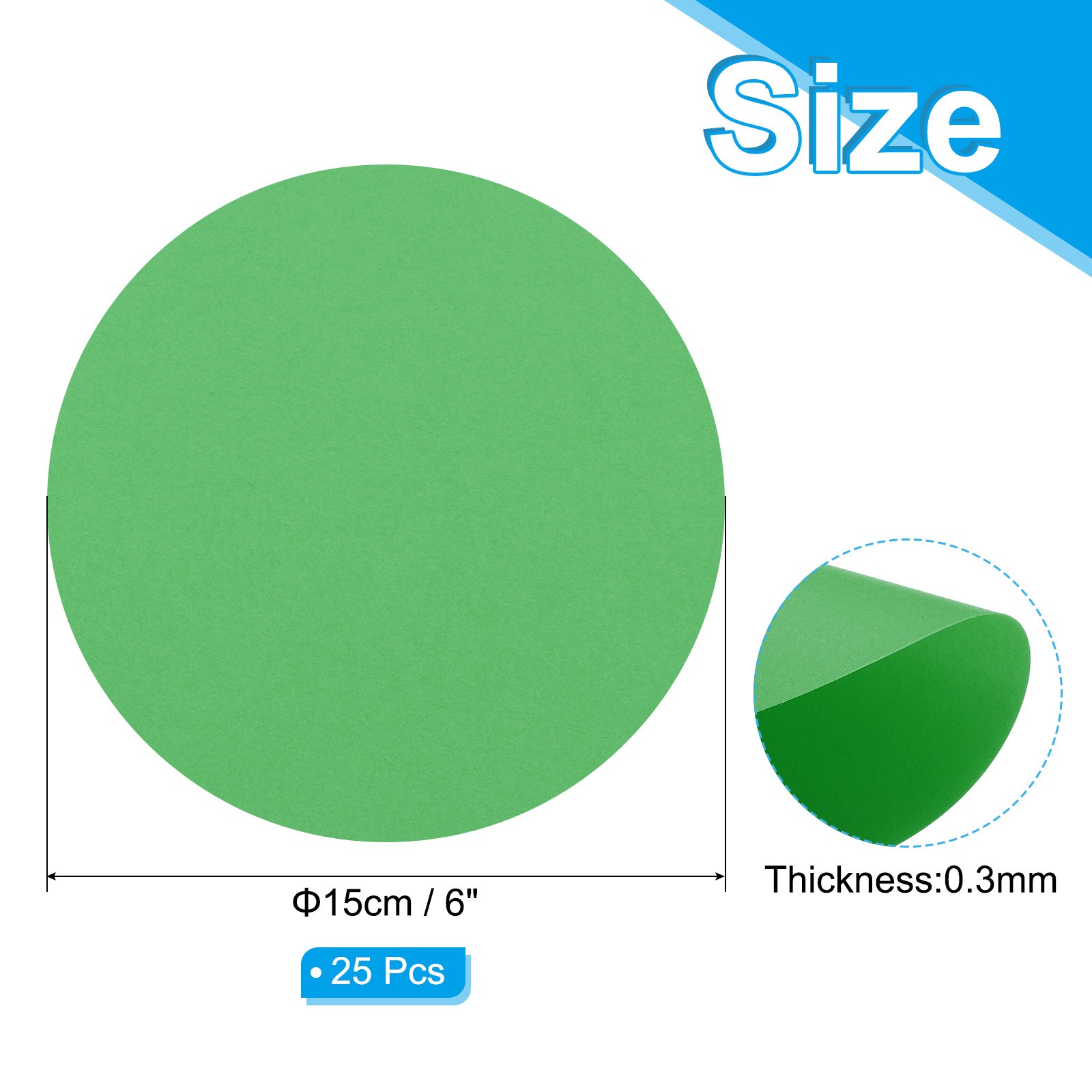 6inch Circle Card Stock, 25Pcs Cutouts Paper Thick Cardstock Coaster Green