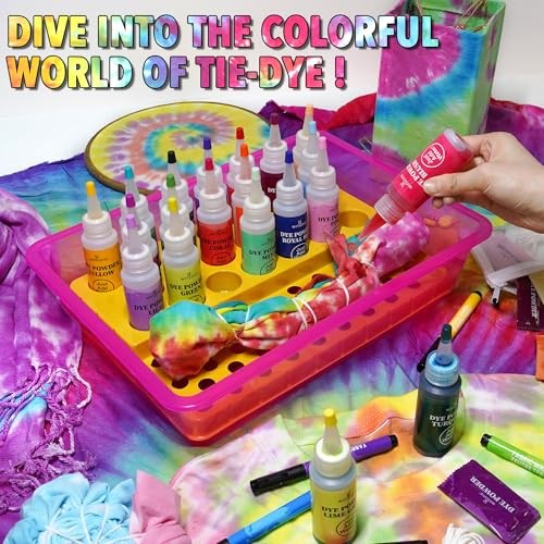 Tie Dye Kit 174pcs 20 Colors Set With Bottles Fabric Markers Party