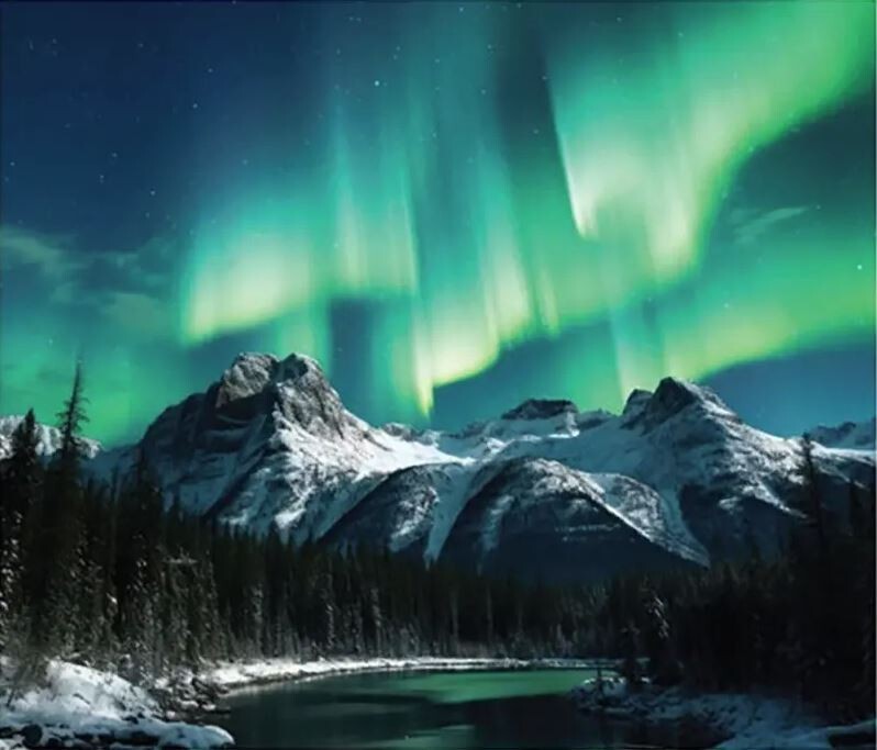 36″ X 44″ Panel Northern Lights Aurora Borealis Cotton Fabric Panel D482.58