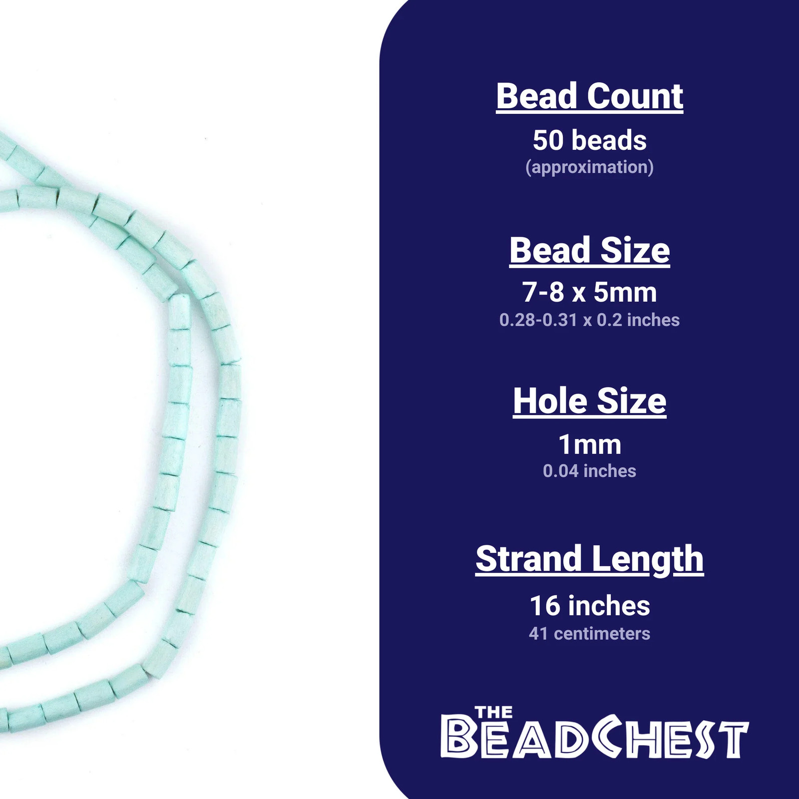 Mint Green Tube Natural Wood Beads 7x5mm 16 Inch Strand