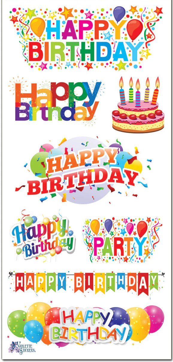 Violette Stickers Rainbow Happy Birthday Scrapbook Craft Planner Supply