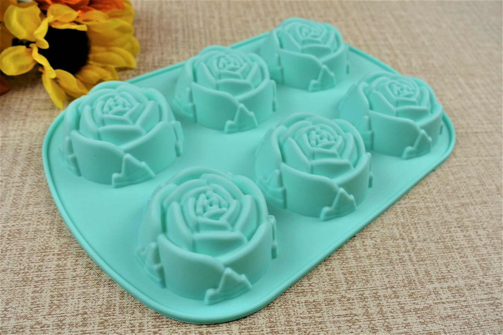 DIY 6 Cavity Rose Shaped Silicone Handmade Soap Mold for Soap Making US Seller