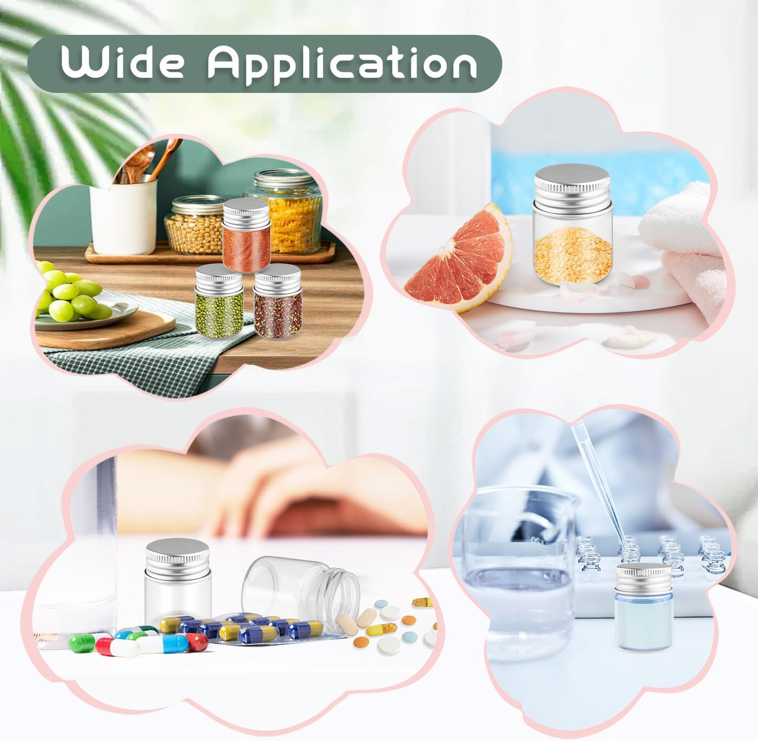 50 Pcs 15Ml/0.5Oz Glass Bottles Empty Clear Glass Jars Tiny Cosmetic Sample