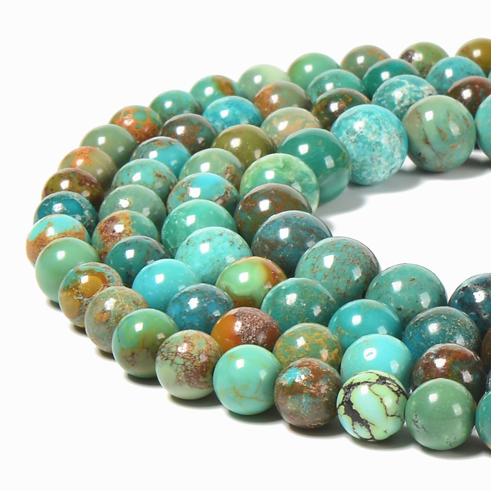 Natural Genuine Green Turquoise Smooth Round Beads 4mm 6mm 8mm 10mm 15.5”Strand