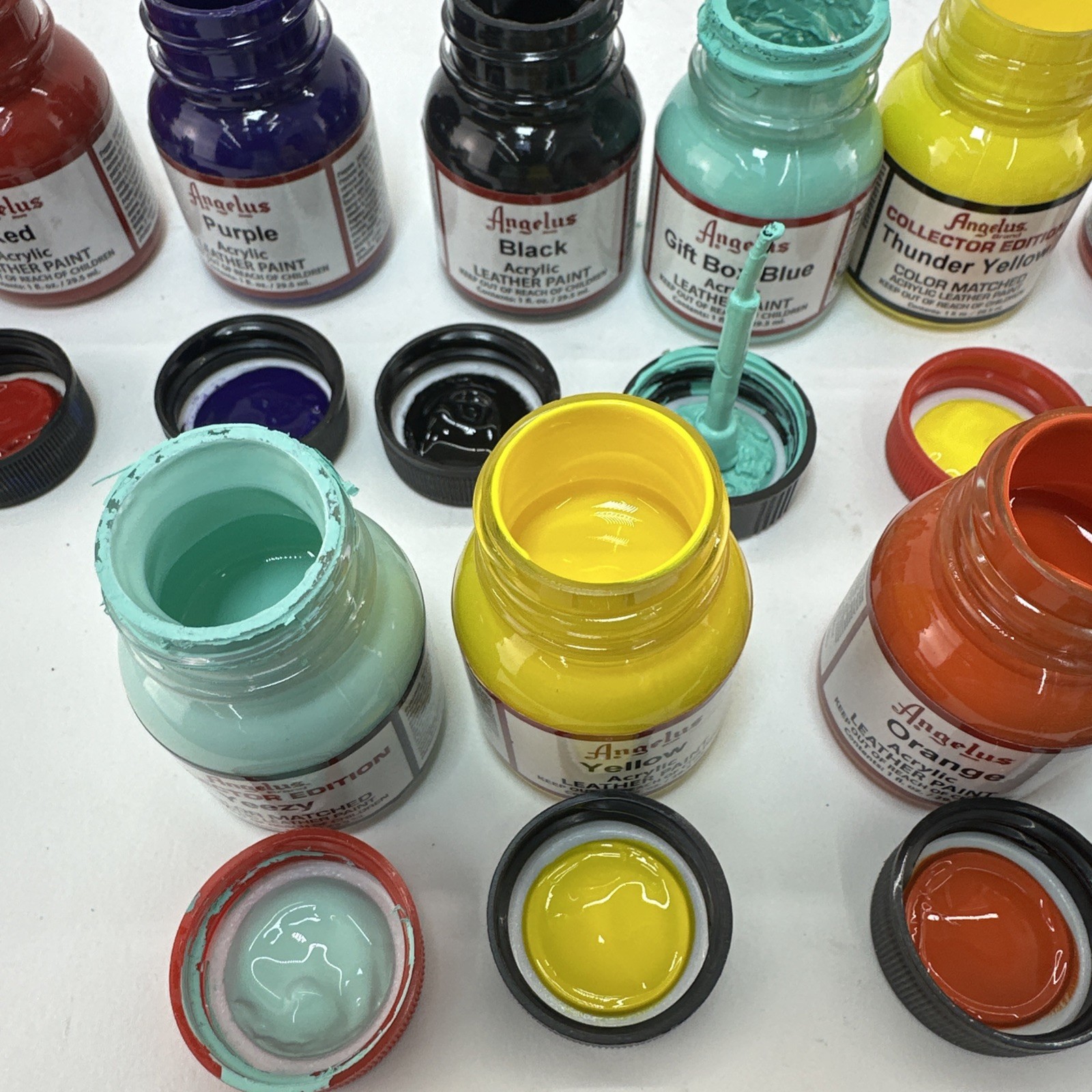 Angelus Acrylic Leather Paint Lot 20x 1oz Mixed Colors Used Sneaker Custom