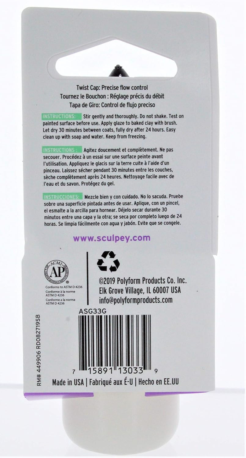 Sculpey® Gloss Glaze, Non Toxic, 1 Fl Oz. Bottle with Precise Flow Twist Cap. Wi