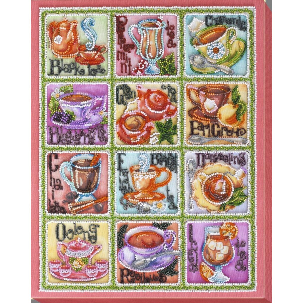 Bead Embroidery Kit Tea Beaded stitching Beadwork DIY Abris Art