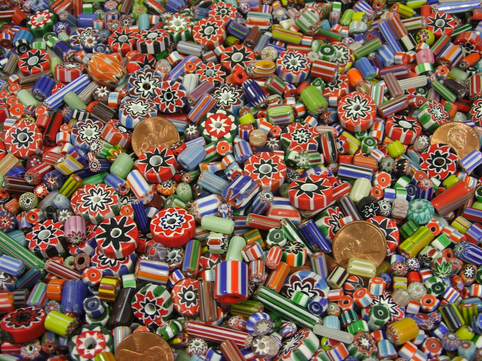 2 Pounds Assorted Shapes & Sizes India Handmade Chevron Glass Beads Lot (KK-87)