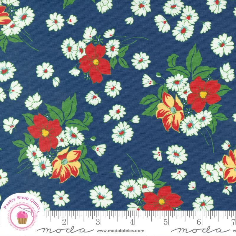 Moda SWEET MELODIES 21810 18 Navy Blue Floral AMERICAN JANE Quilt Fabric 30’s
