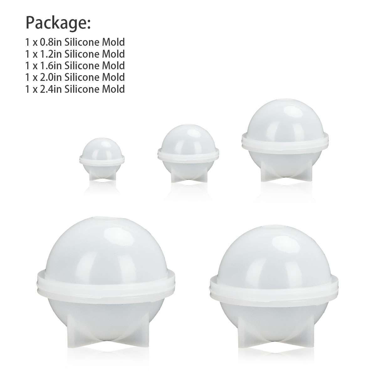 5Pcs Silicone Ball Mould Sphere Mold Balls Epoxy Resin Casting DIY Making Craft