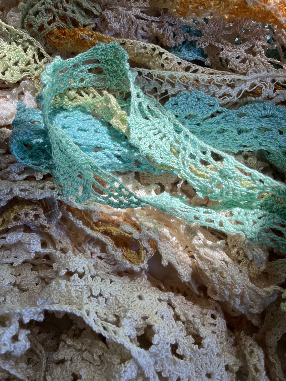 1+ lbs Vintage Lace Crochet Ribbon Trim Edging Remnants Scraps Sewing Craft 50pc