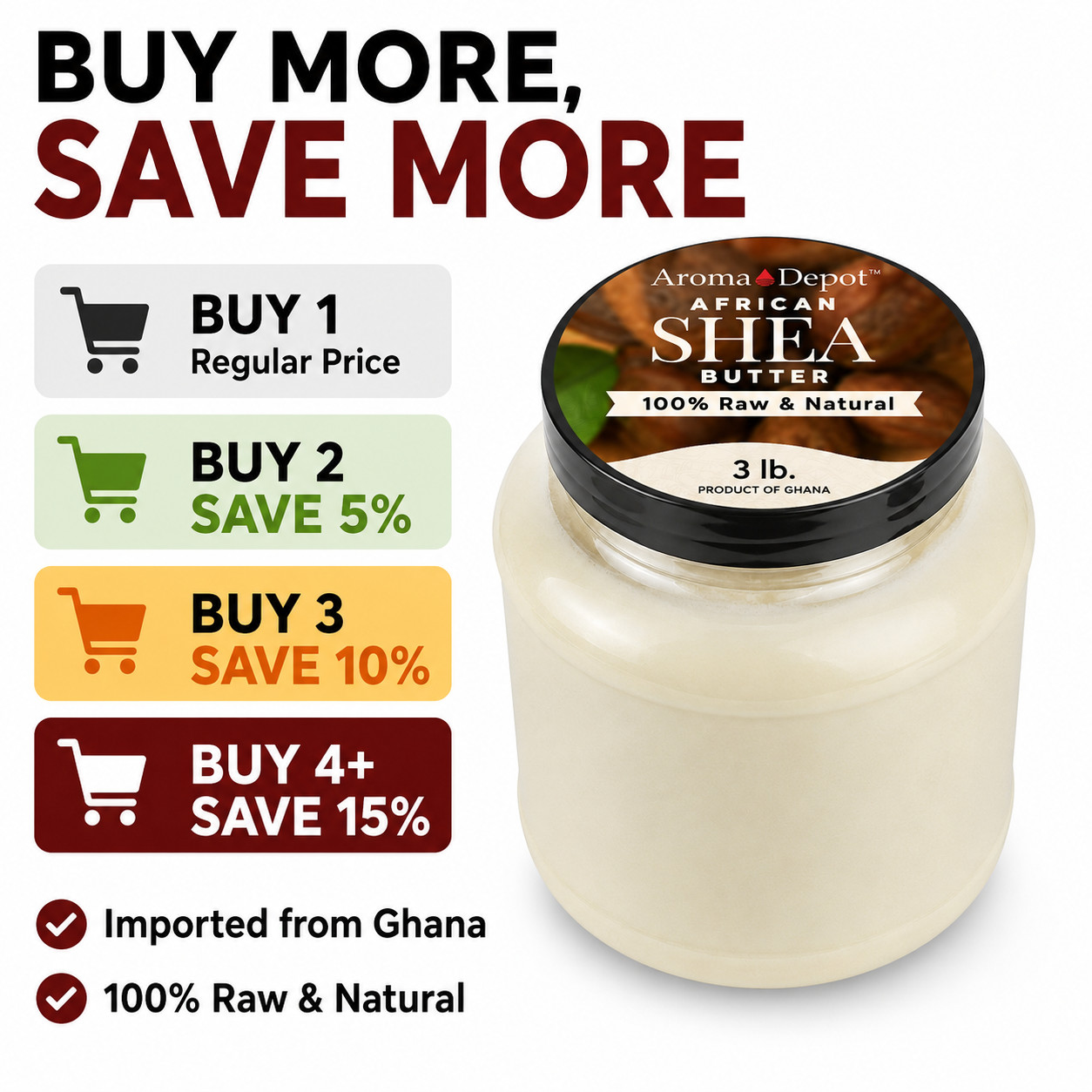 African Shea Butter Bulk 3 lbs. Ivory From Ghana 100% Pure Natural Raw Unrefined
