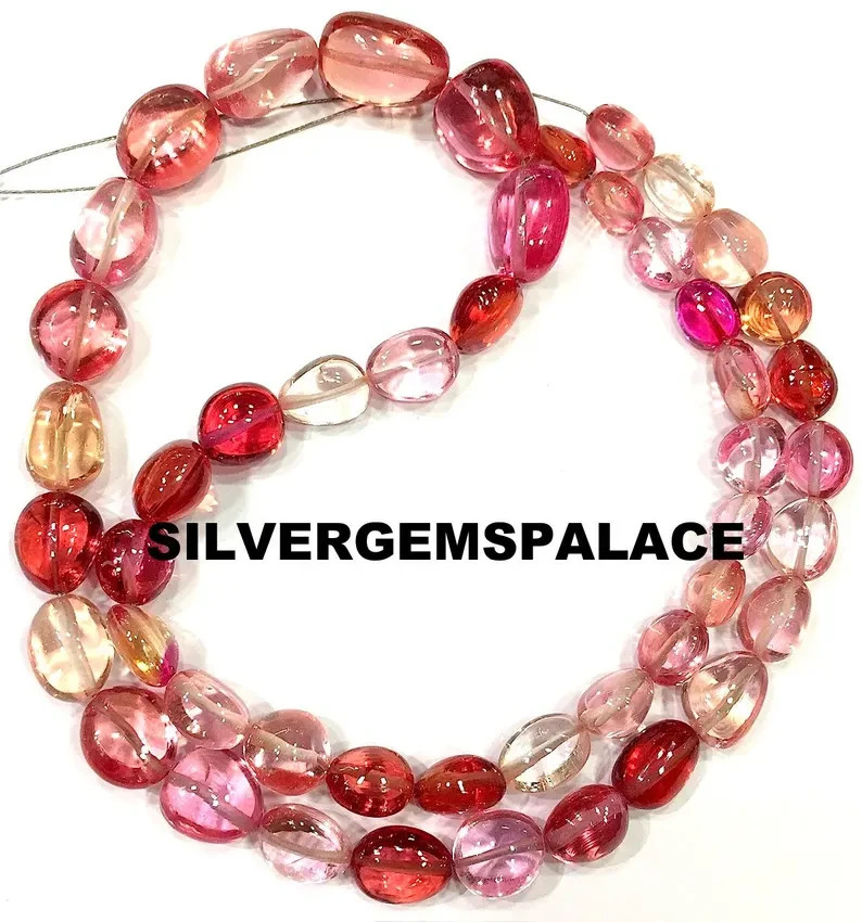 AAAA+Rarest Padparadscha Pink Sapphire Polished Nuggets Beads Smooth Beads.