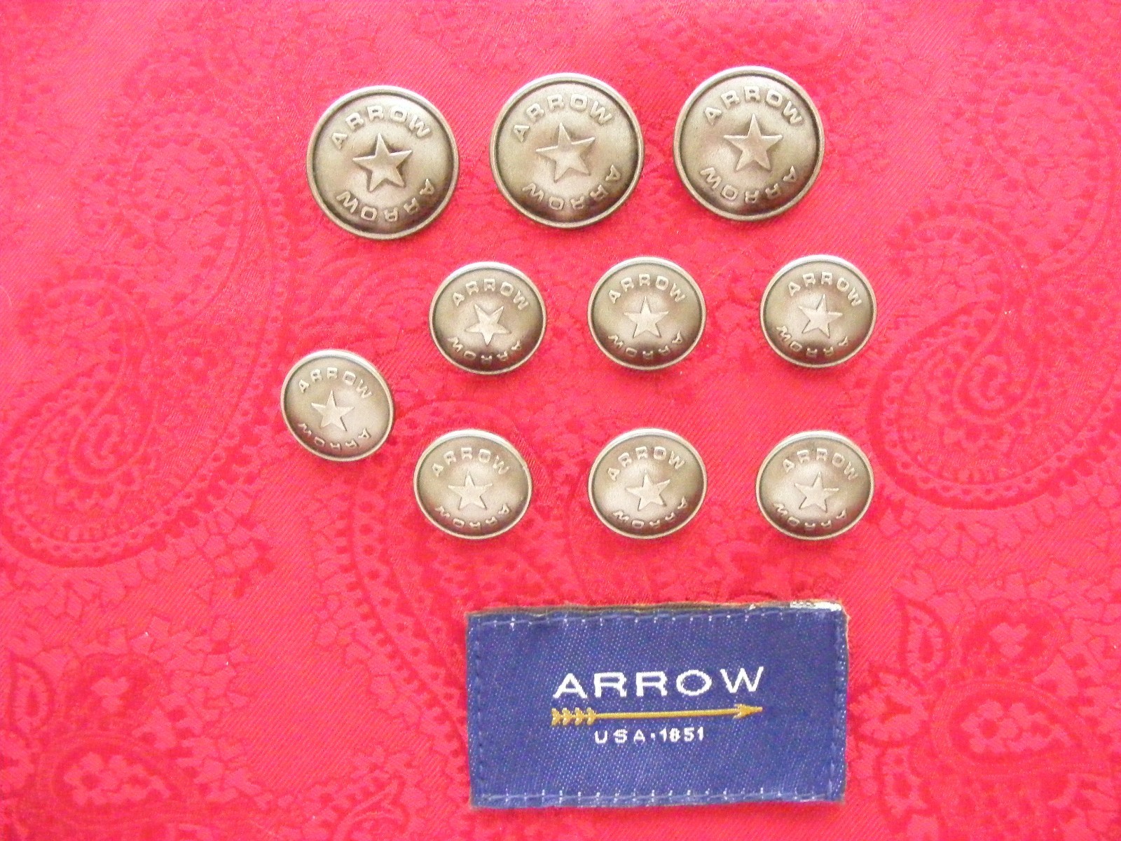 ARROW SIGNATURE STAR SHEILD REPLACEMENT BLAZER METAL FULL BUTTON SET EUC