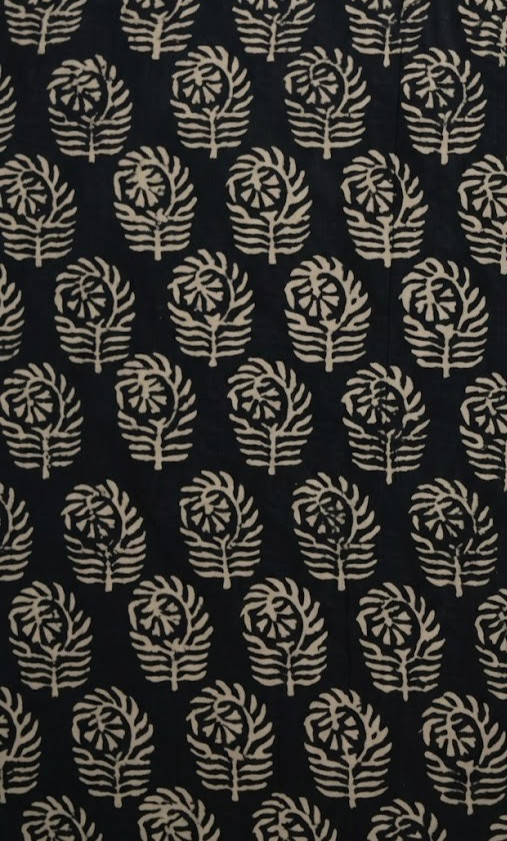 Black & Beige Hand Block Fabric 20 Yard 100%Cotton NO TARRIF CHARGES 100%✅ KK16