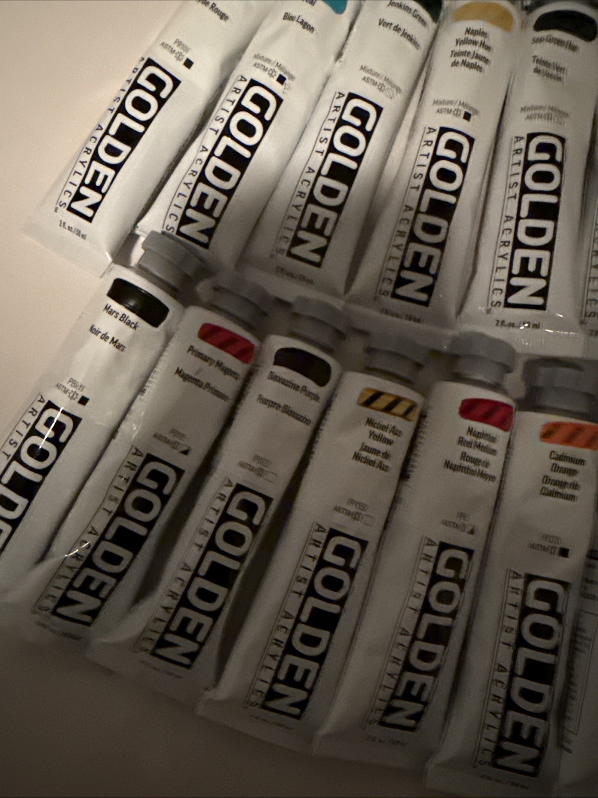 LOT OF 50 GOLDEN Acrylic Artist Colors Paints 2fl oz Tubes *NEW *FREE SHIPPING!