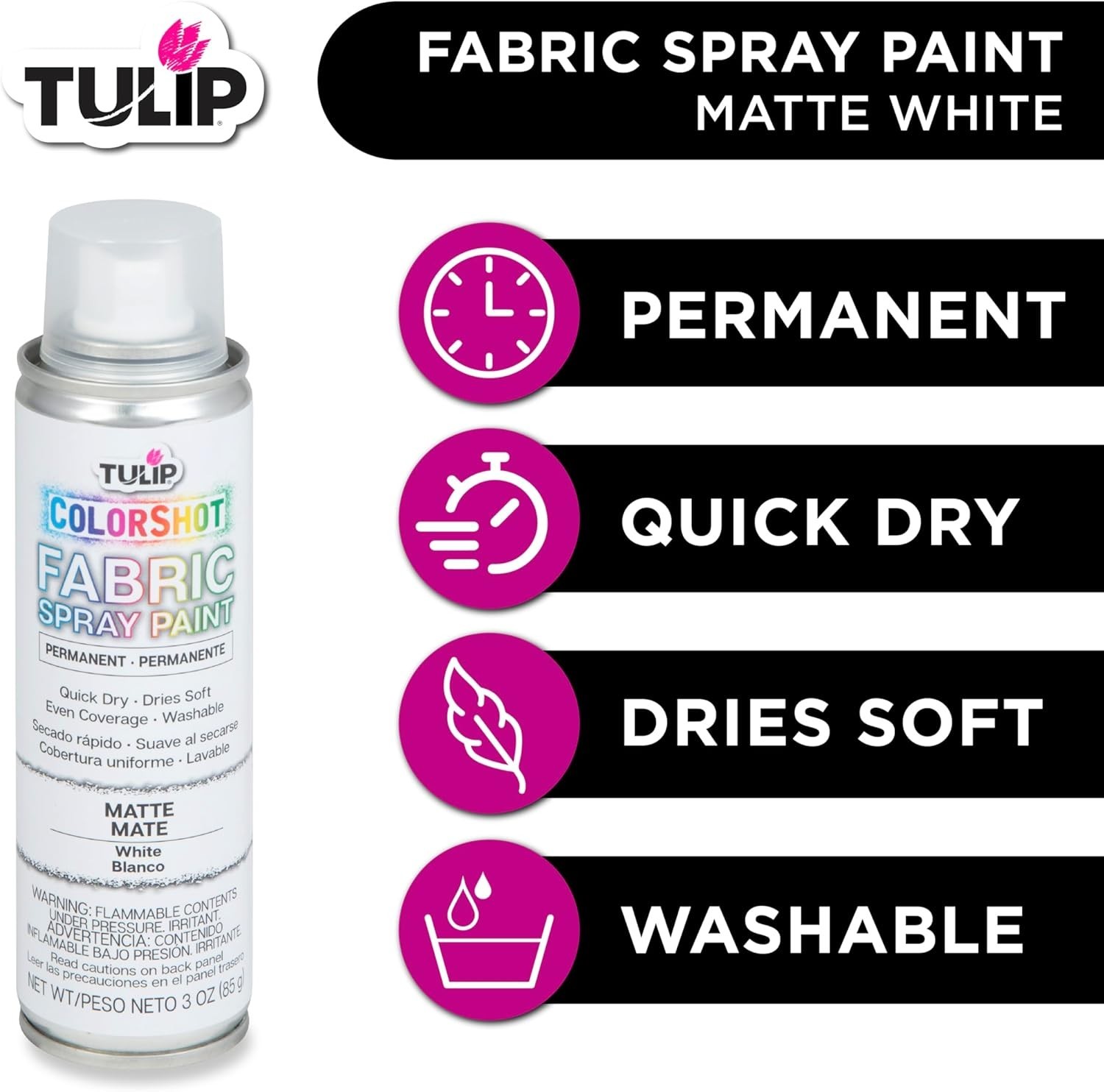 Interior Spray Fabric Paint 3oz White Easy Application for Colorful Designs