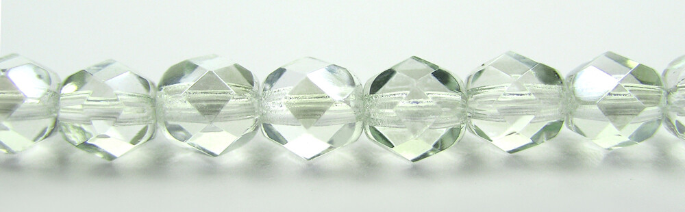 Czech Fire Polished Round Faceted Glass Beads Crystal Viridian, Preciosa green