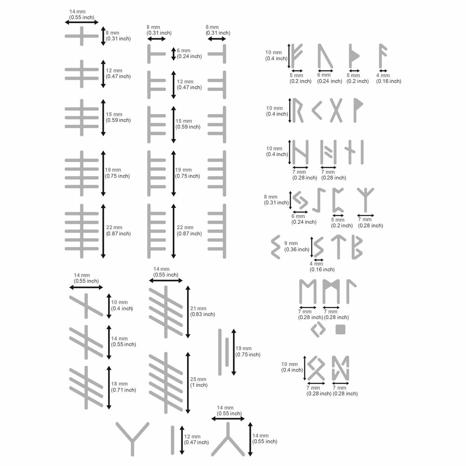 No.421 Metal Stencil, Elder Futhark and Ogham Runes, Ancient Alphabet, Sigil …