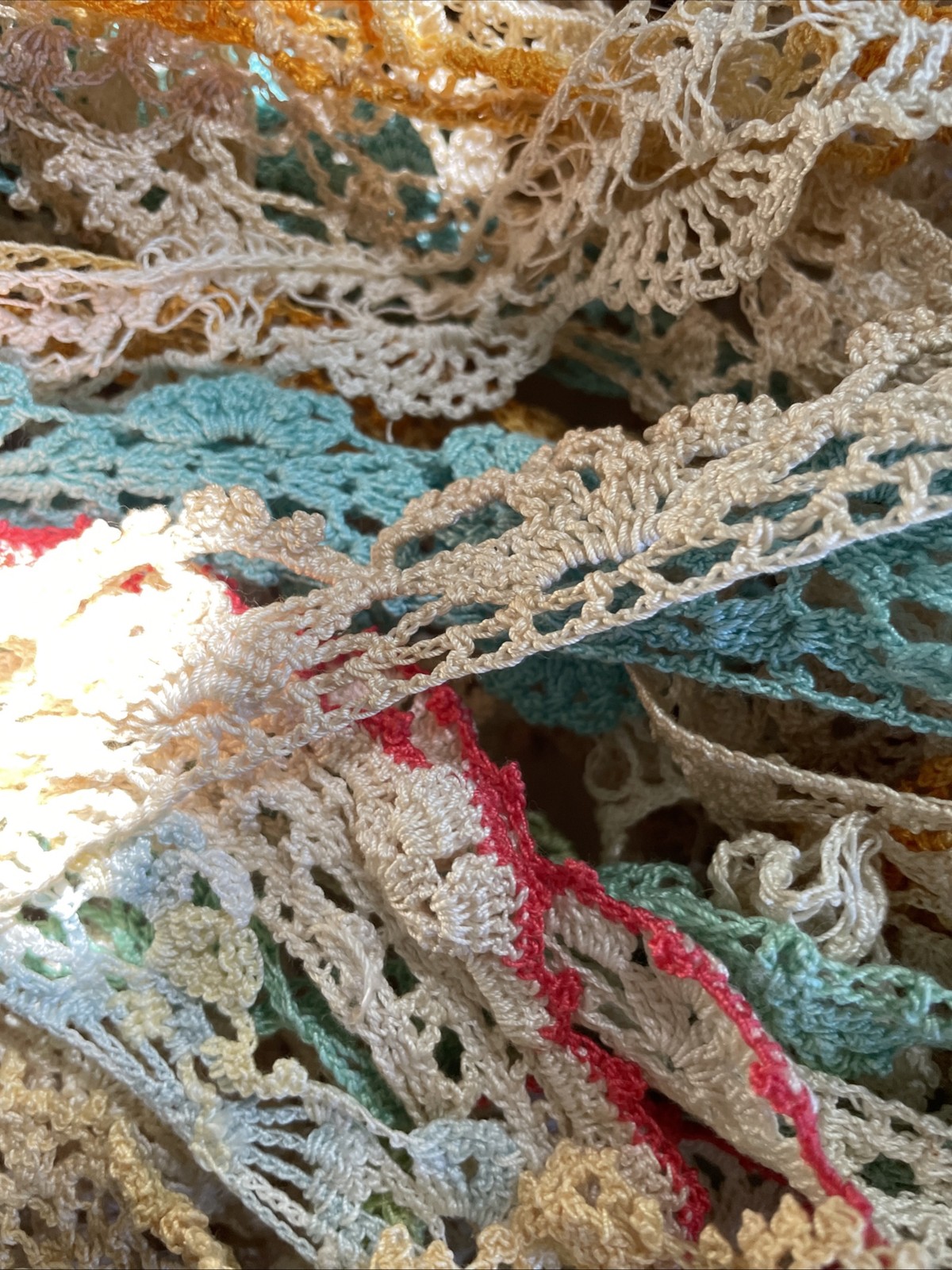 1+ lbs Vintage Lace Crochet Ribbon Trim Edging Remnants Scraps Sewing Craft 50pc